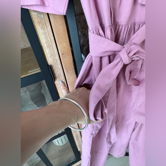 Vintage 1980s Laura Ashley Pink Sailor Dress maxi midi tie front collar peony - Picture 7 of 9